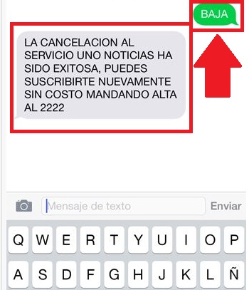 cancelar mensajes uno tv
