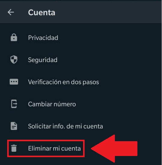eliminar mi cuenta de whatsapp