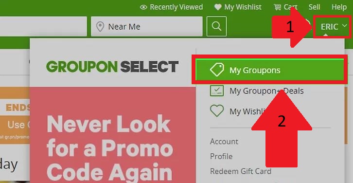 mis groupones menu desplegable