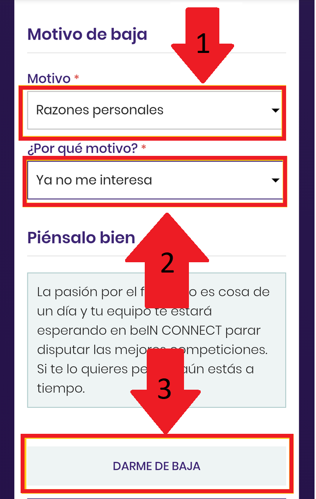motivos de baja bein